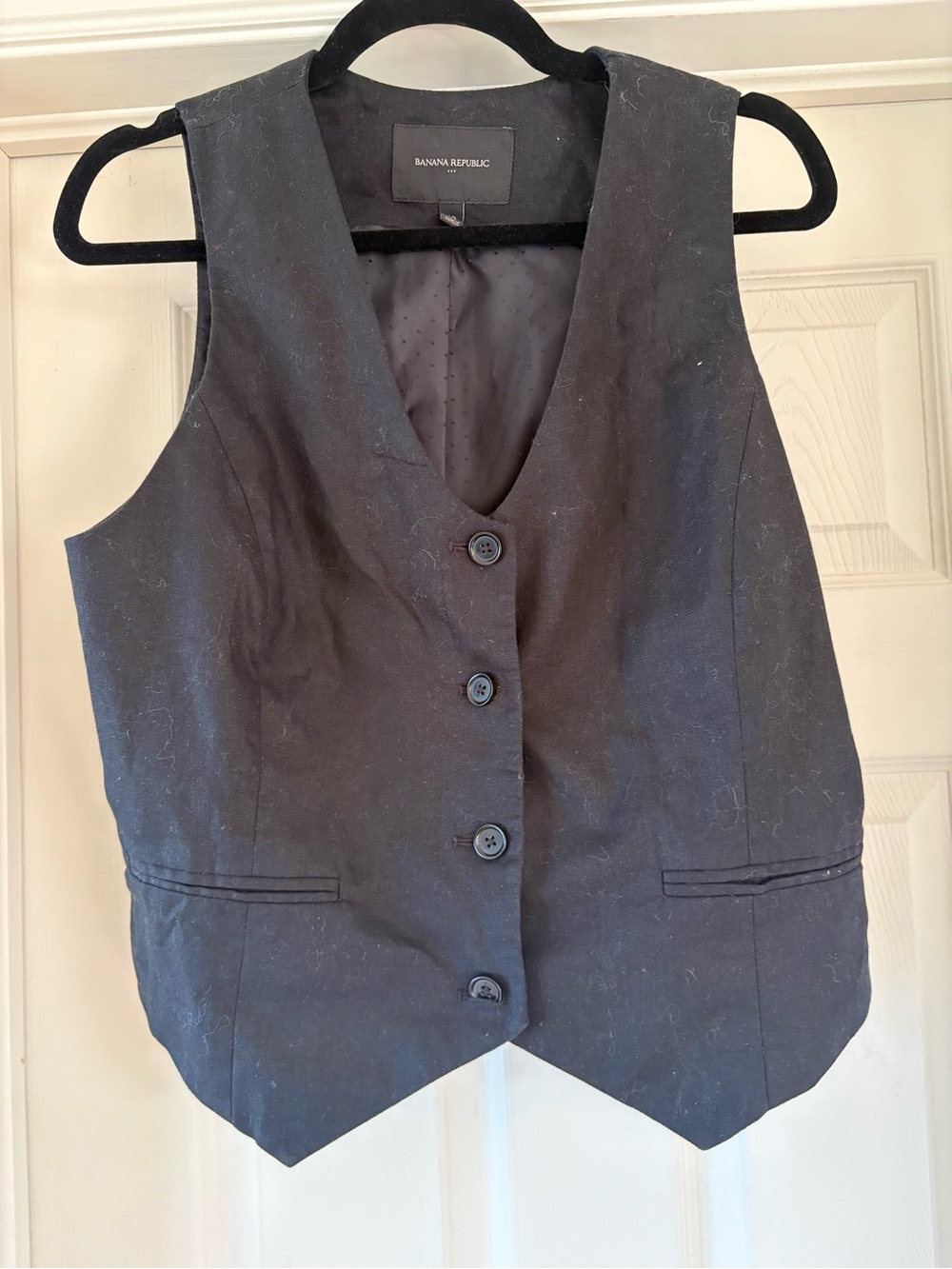 Banana Republic Women's Black Button-Front Tailored Vest